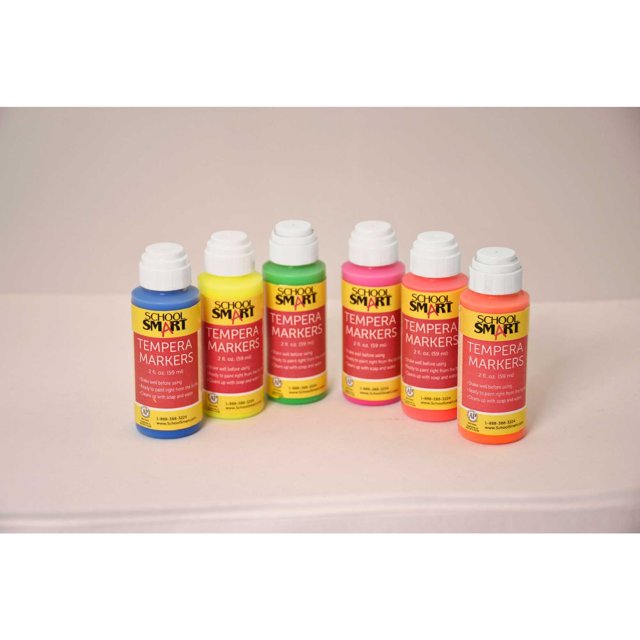 School Smart Tempera Paint Daubers, Poster Marker Set, Fluorescent Neon