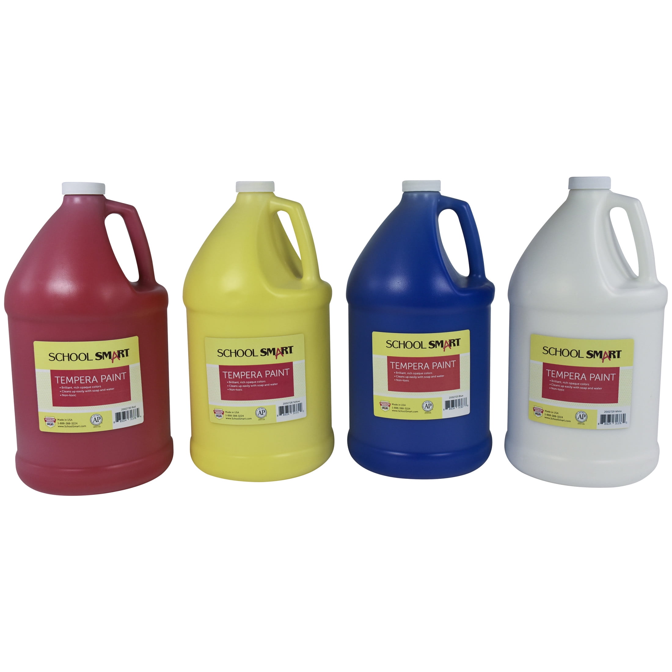 Tempera Paints, Assorted Colors, Gallon Set of 4