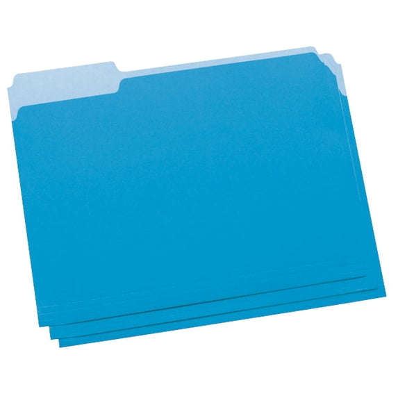 School Smart Two-Tone Reversible Colored File Folders, Letter, Blue, Pack of 100
