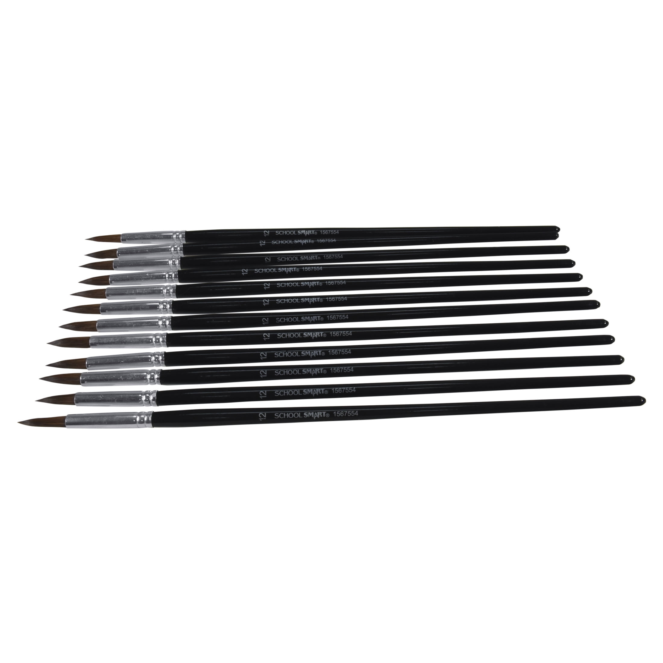 Watercolor Paint Brushes, Long Handle, Size 12, Set of 12