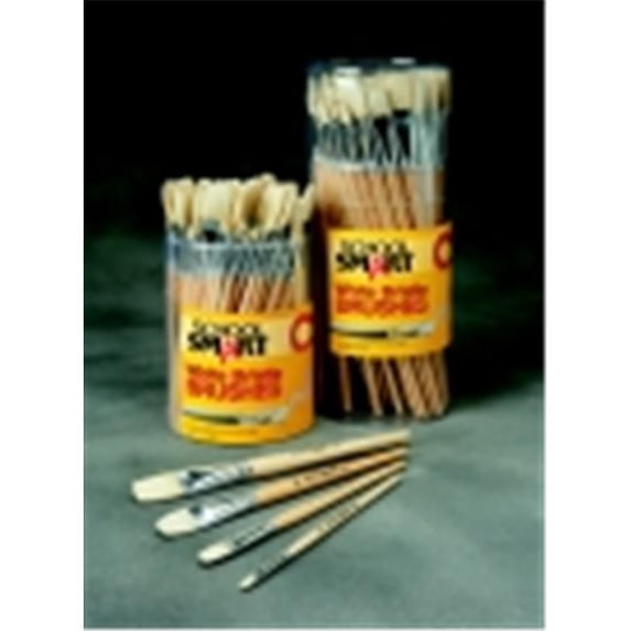 School Smart White Bristle Paint Brushes, Clear Hardwood Handles, Set of 72