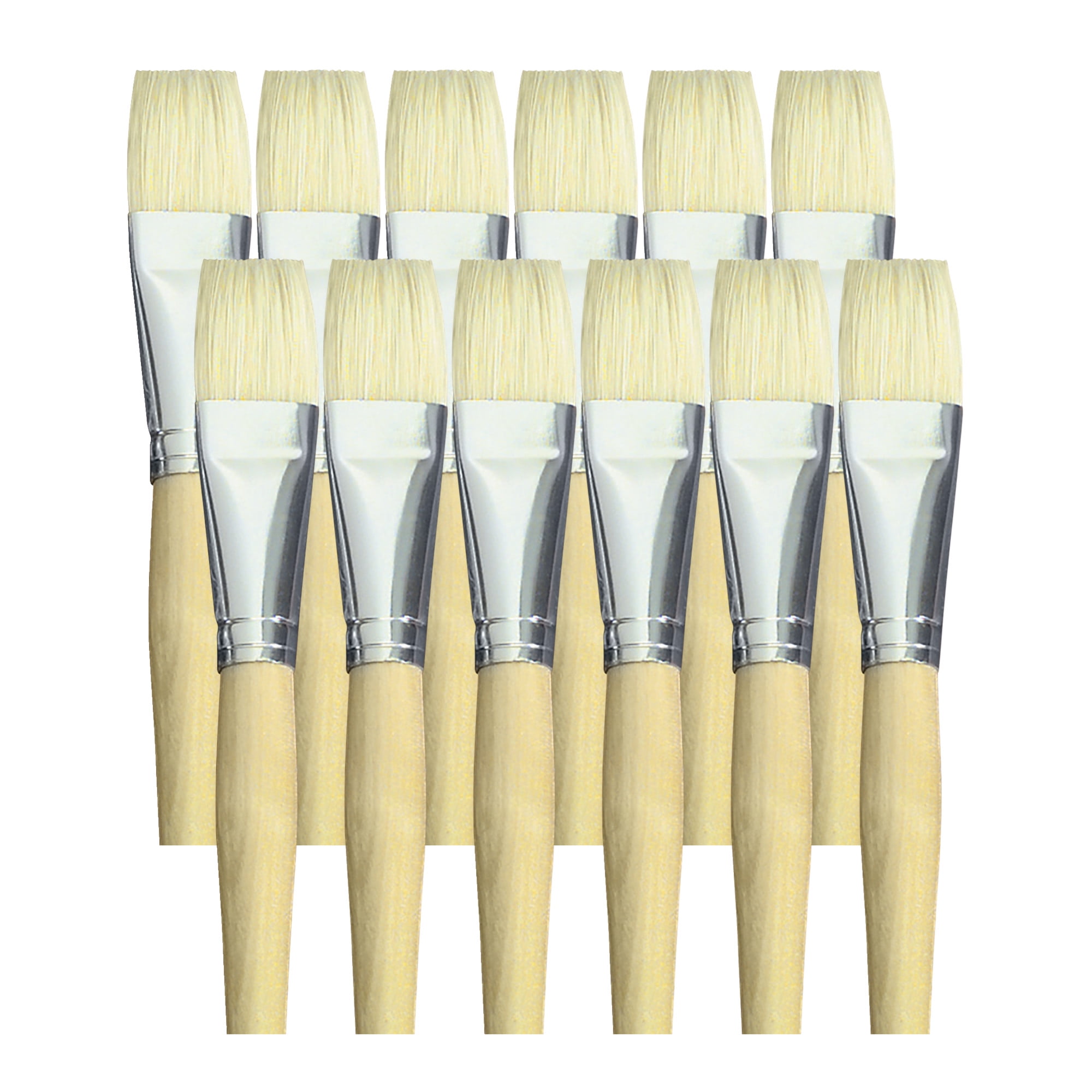 Sax White Bristle Paint Brushes With Short Wooden Handles, Flat