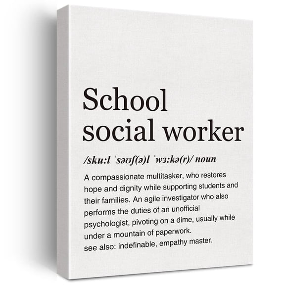 School Social Worker Definition Print Canvas Wall Art Home Office Decor Modern Minimalist Painting Canvas Poster Framed Ready to Hang
