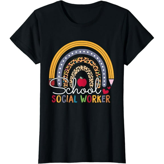 School Social Worker Rainbow Funny Social Work T-Shirt
