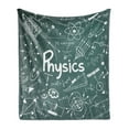 thumbnail image 1 of School Soft Flannel Fleece Blanket, Physics Science Education Theme Mathematical Formula Equation on School Board, Cozy Plush for Indoor and Outdoor Use, 60" x 80", Army Green White, by Ambesonne, 1 of 5