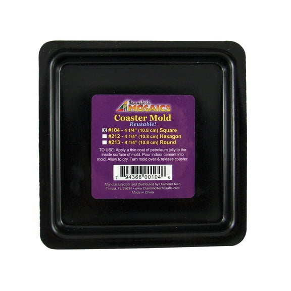 School Specialty Reusable Square Plastic Mosaic Coaster Mold, 4 in