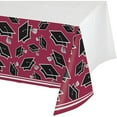 School Spirit Burgundy Plastic Tablecloth