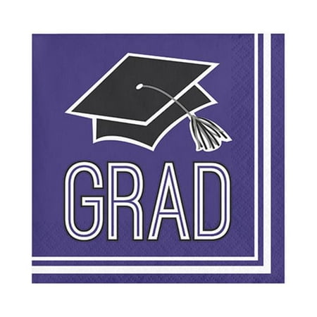 School Spirit Purple Beverage Napkins, 36pk