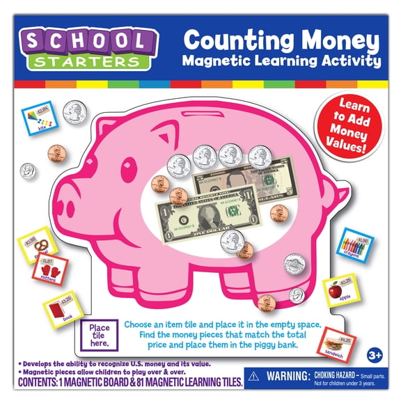 School Starters- Magnetic Learning Activity- Counting Money, Math & Counting for Child Ages 3+