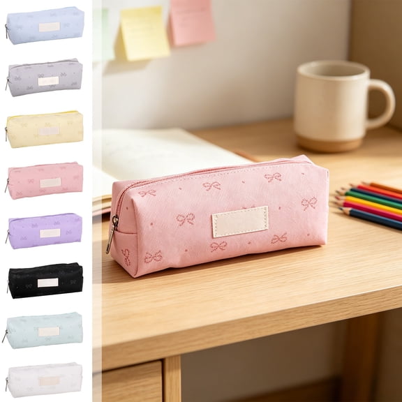 School_Supplies Under $1 dollars!Special Pencil Case Pouch, 1Pcs Pencil Pouch Pen case Large capacity pencil case with bowknot patterns Stationery bagpencil case office stationery storage bag, Black