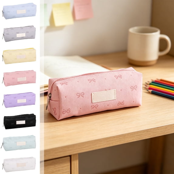 School_Supplies Under $1 dollars!Special Pencil Case Pouch, 1Pcs Pencil Pouch Pen case Large capacity pencil case with bowknot patterns Stationery bagpencil case office stationery storage bag, Purple