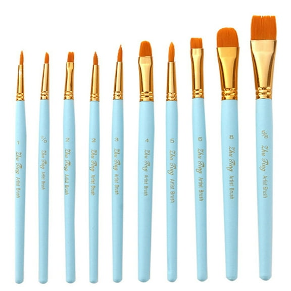 School Supplies Flat Head Paintbrush Set,Filbert Paint Brushes Set, 10 PCS Artist Brush for Acrylic Oil Watercolor Gouache Artist Professional Painting Kits