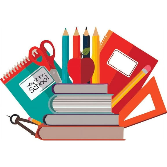School Supplies Design School Wall Decals for Classroom Decoration and Design Decals on Walls - Creative Teacher Artwork Stickers Sticker Back to School Ideas Teachers Schools Size (15x30 inch)