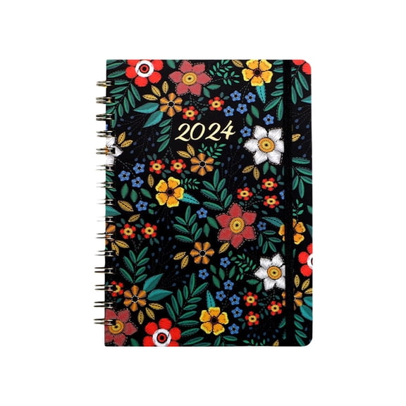 School Supplies Elementary Students 2024 Personalized Weekly And Monthly Planner PLANNER Coil Notebook Spiral Weekly Planner Flower Schedule English Diary