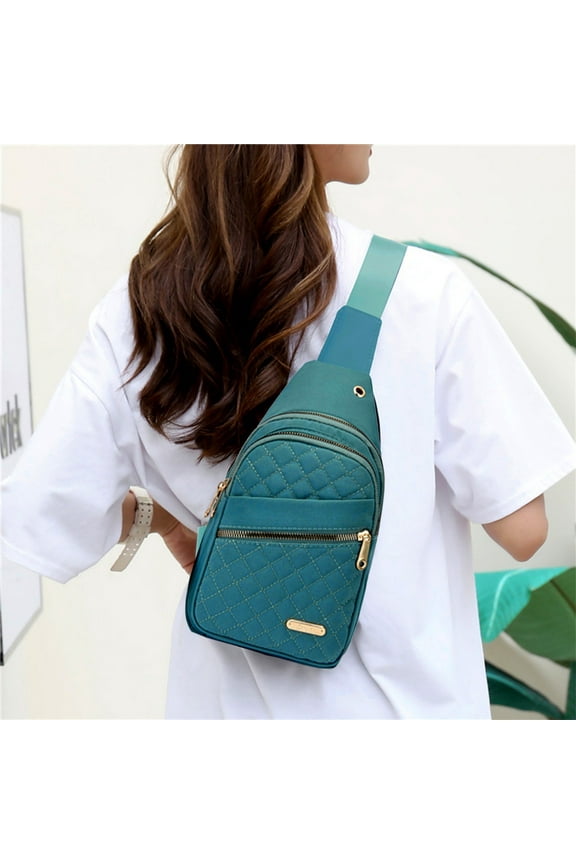 School Supplies Kezqiaxn Fashionable Embroidery Diamond Shoulder Crossbody Bag Large Capacity Watertight Backpack with Data Hole Green