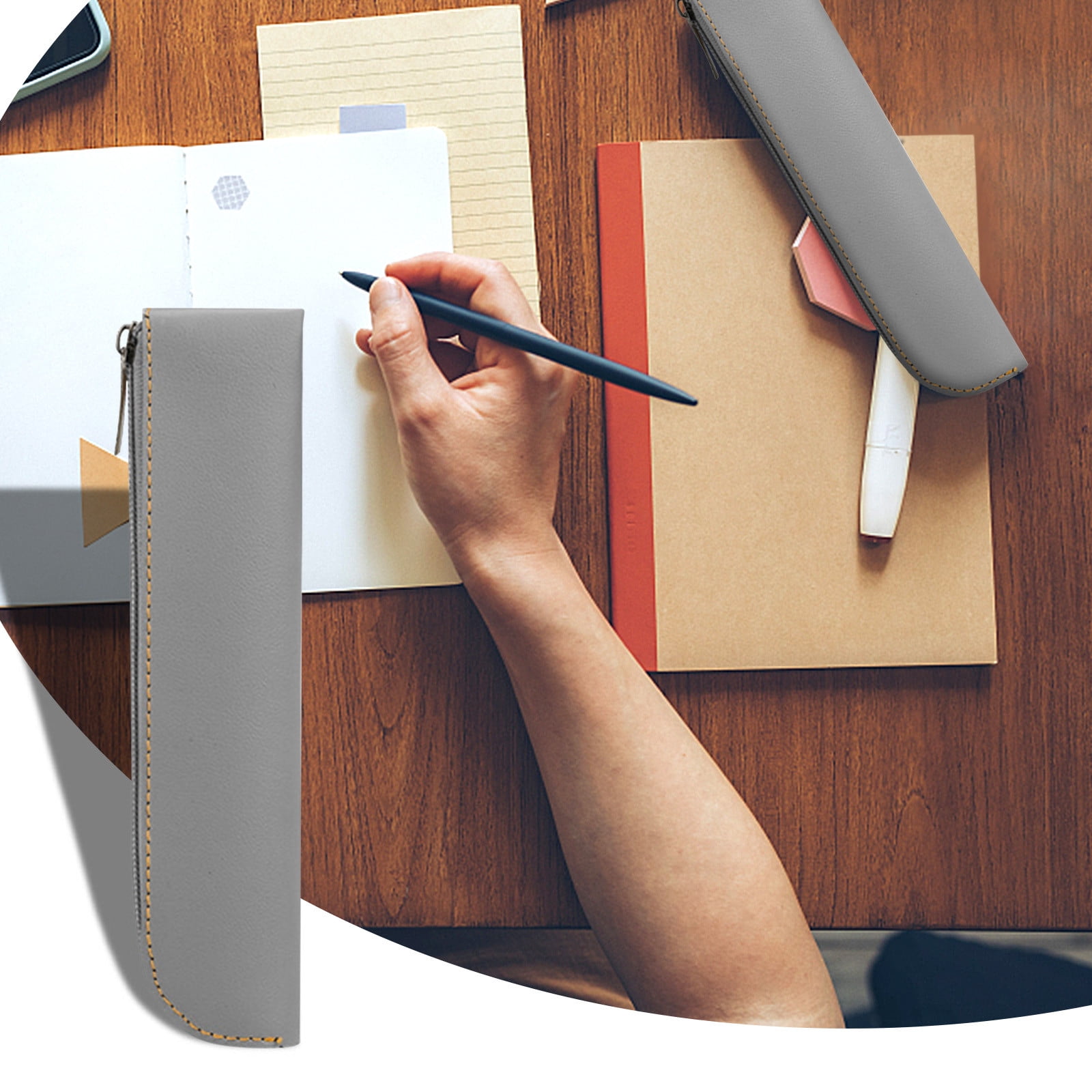 School Supplies Lzobxe Pencil Case Elastic Band Pen Holder Leather Pen