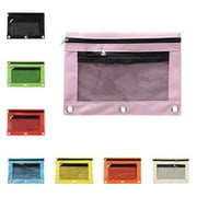 Amlbb Oxford Cloth Pencil Case with 3 Ring, Pink