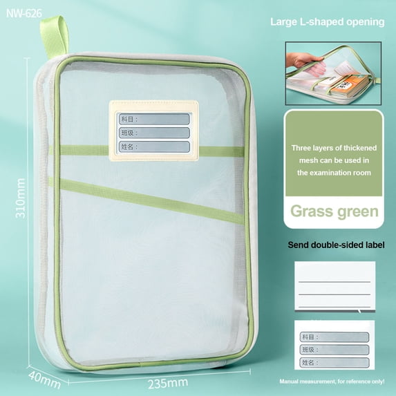 School Supplies, Subject Classification Bag Mesh File Bag Thickened Subject Bag Exam Paper Book Storage Bag, Storage Organizer