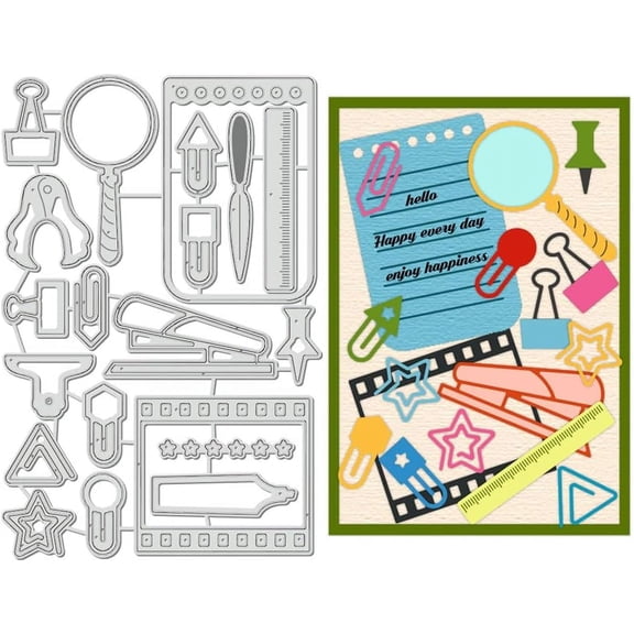 School Supplies Tools Cutting Dies Stencils 4.3x6.5" Decorative Embossing Stencils for Back to School Day Scrapbooking Greeting Card Making 0.8mm Thick