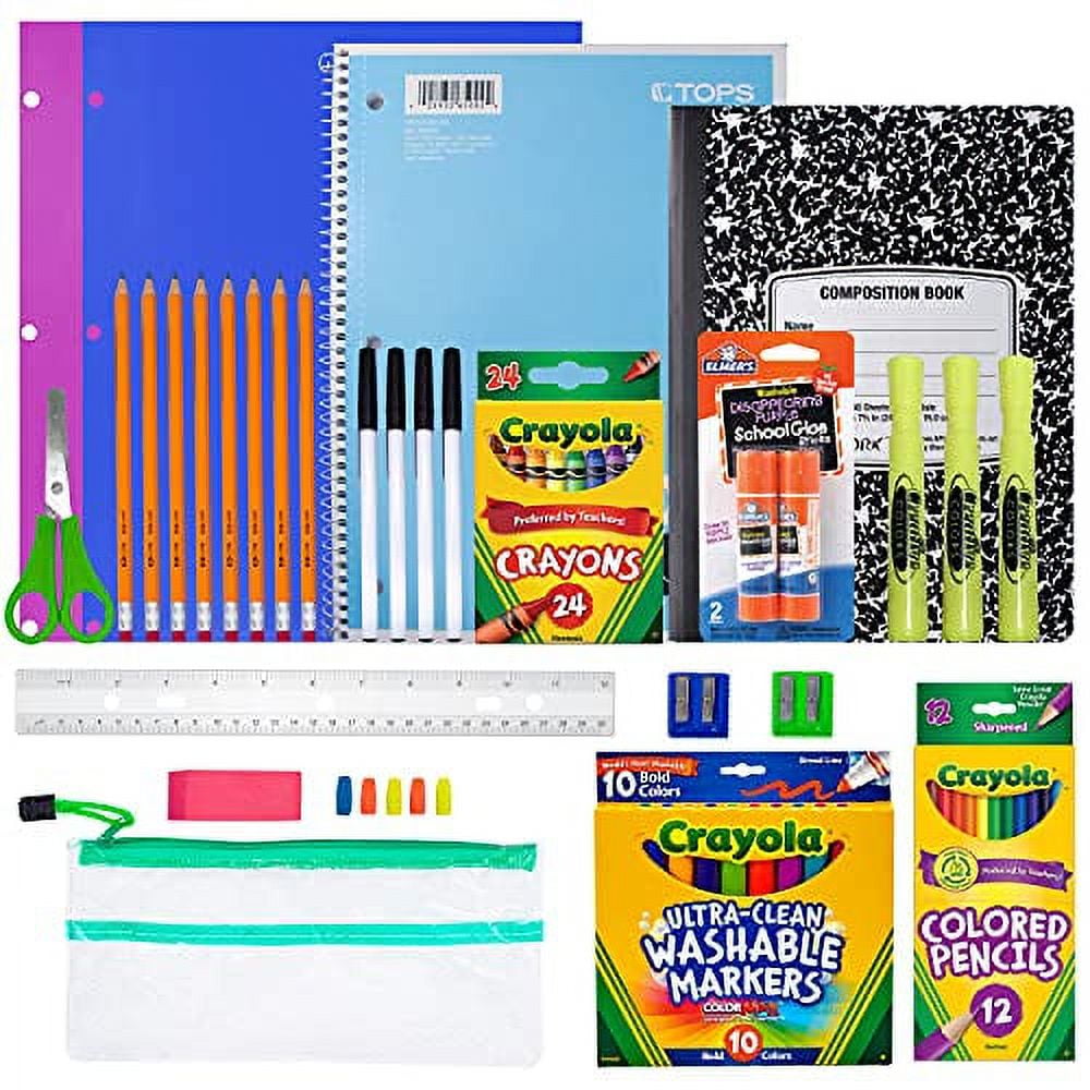 School Supplies for Kids, Back to School Supply Box, Supplies for Girls or Boys, Supplies Bundle Kit (34 Supplies)