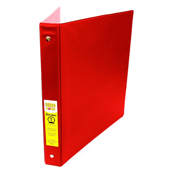 School Supply Boxes | 1" 3 Ring Binder with Pockets | 3 Pack | Red Binder
