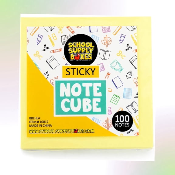 School Supply Boxes | 100 ct. Yellow Sticky Notes | 100 Pack | Self-Adhesive Notes for Home, Office, or Classroom