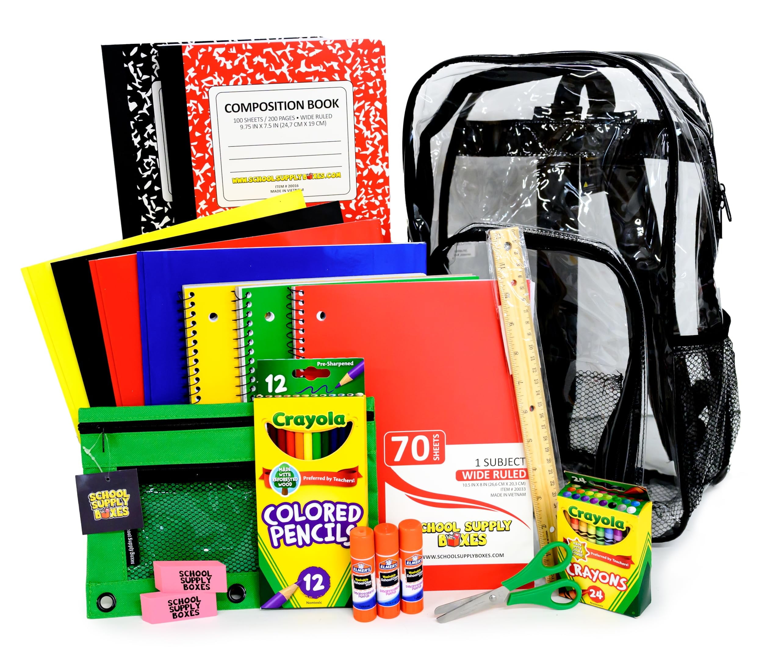 School Supply Boxes | 17" Clear Backpack Bundle for Elementary School ...