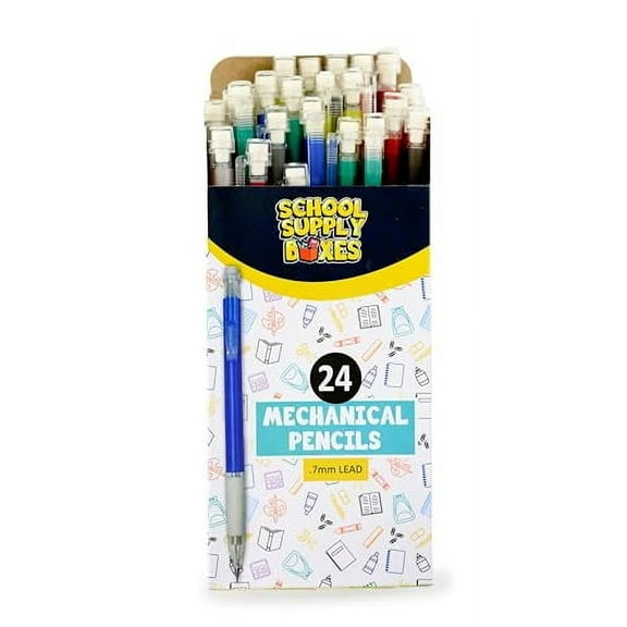 School Supply Boxes | 24 ct Mechanical Pencils | 0.7mm Lead, Assorted Colors | 240 Total Pencils (10 Boxes)