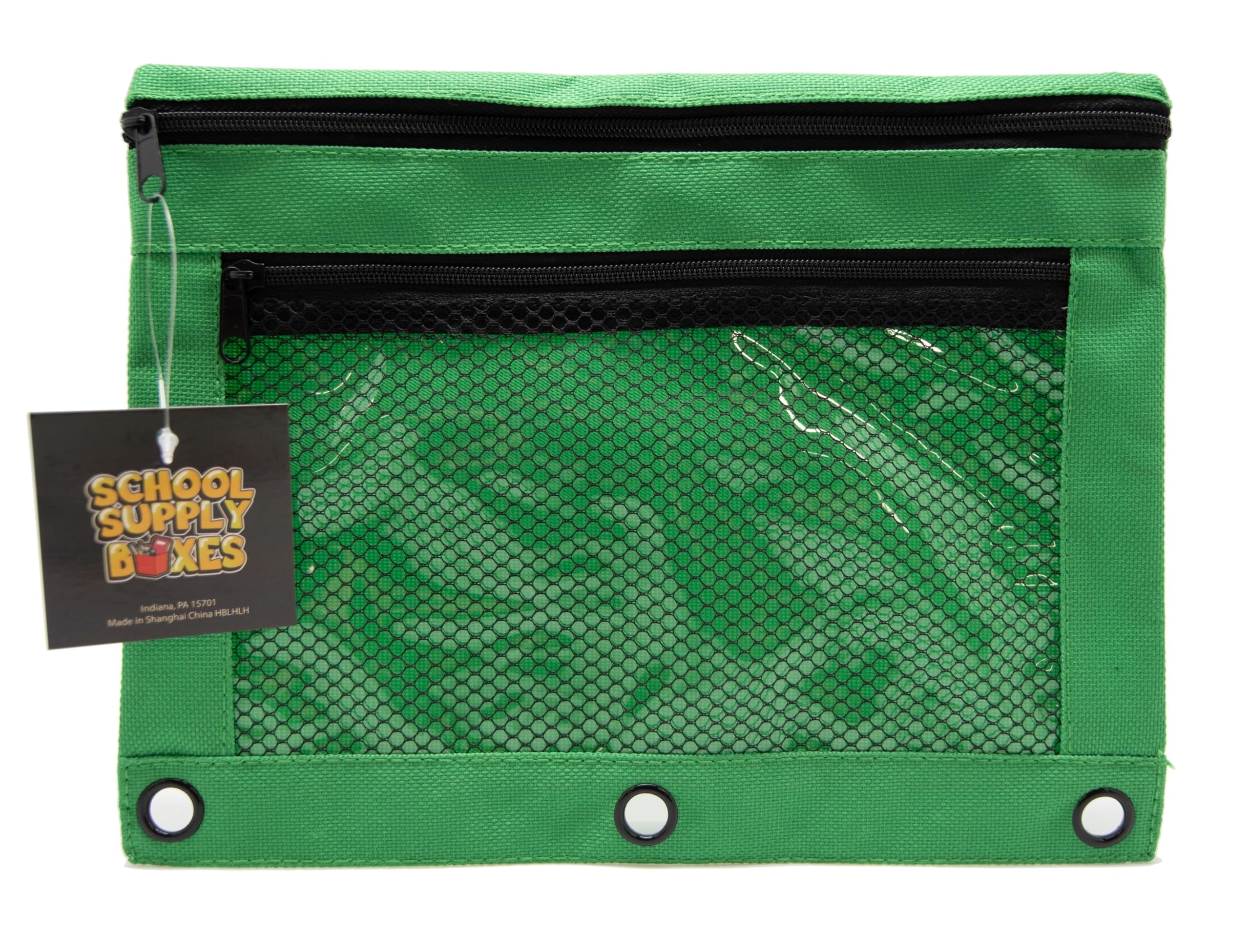 School Supply Boxes - 3-Ring Pencil Bag (24 Pack) – Green