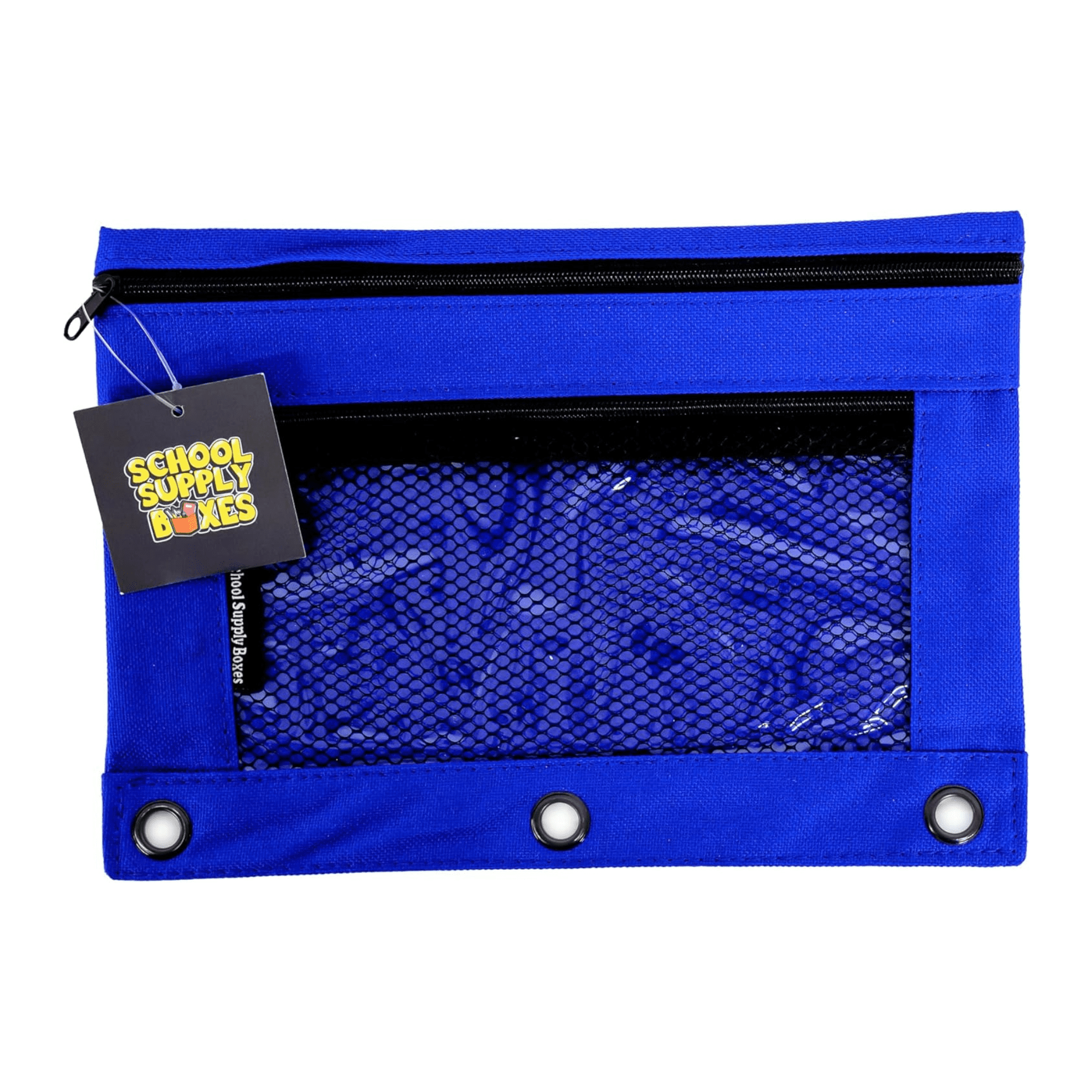 School Supply Boxes | 3 Ring Pencil Bag / Binder Pouch  | 96 Pack | Blue Pencil Bag / Binder Pouch