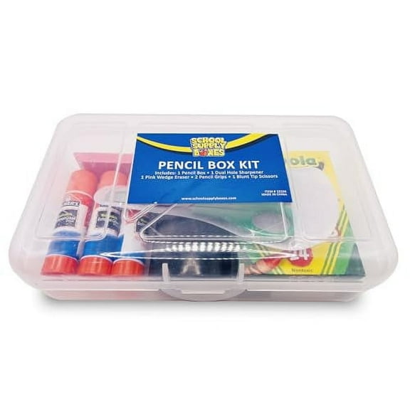 School Supply Boxes | 48 Pack of SSB1 Pencil Boxes | Includes Plastic Pencil Box, Pens, Pencils, Erasers, and More