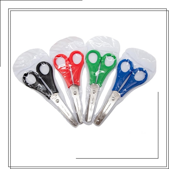 School Supply Boxes | 5" Blunt Tip Scissors | 20 Pack | Assorted Colors of Red, Blue, Green, & Black