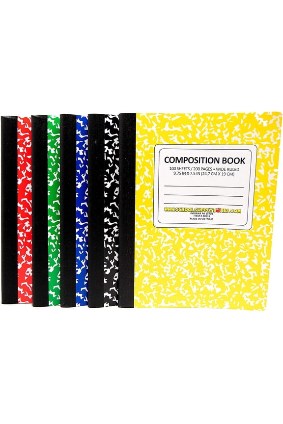 - 5 Wide Ruled Composition Books - 100 Sheet Composition Books