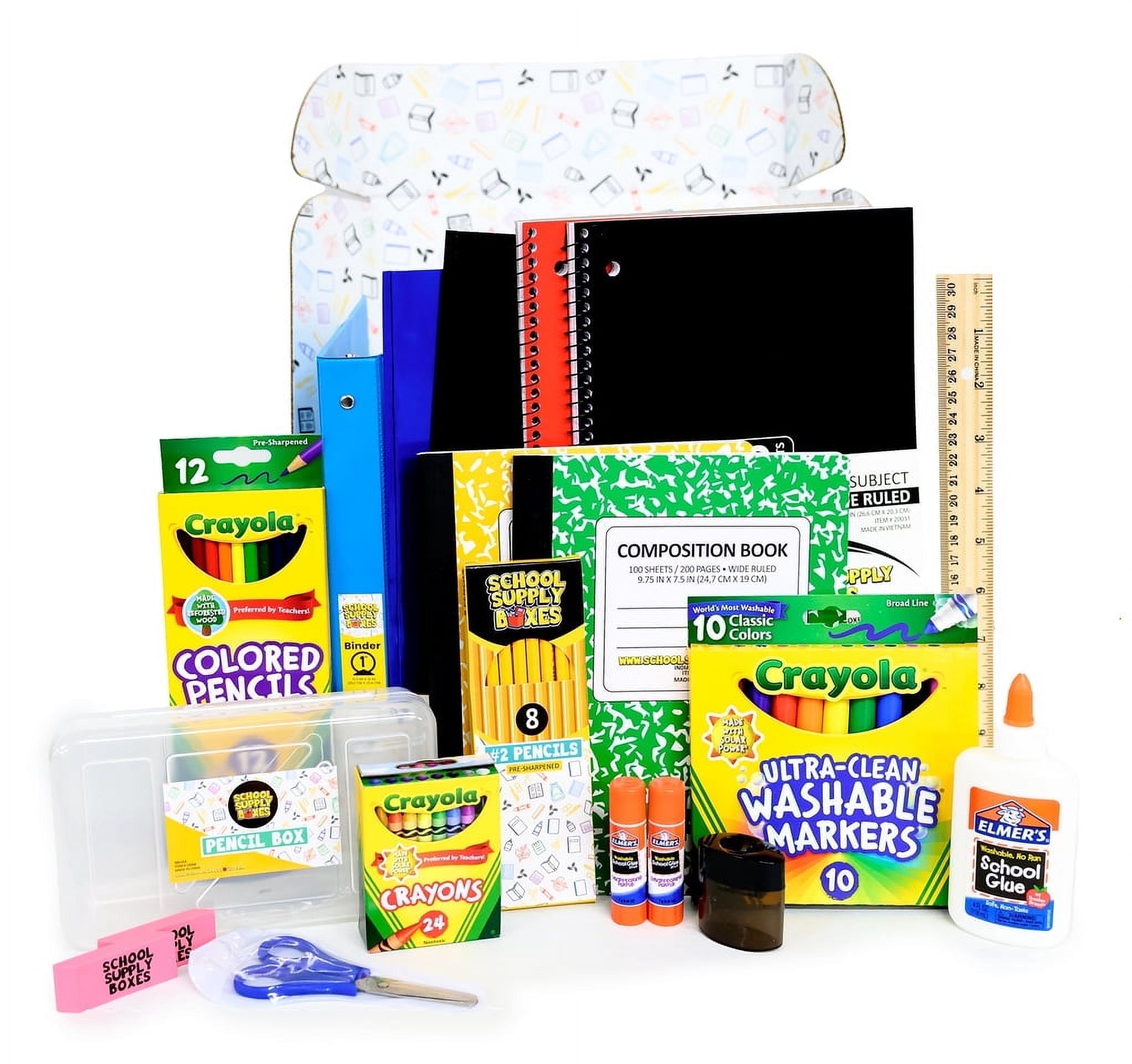 Cajas de suministros escolares - kit de útiles esenciales para regreso a clases (K-8)
