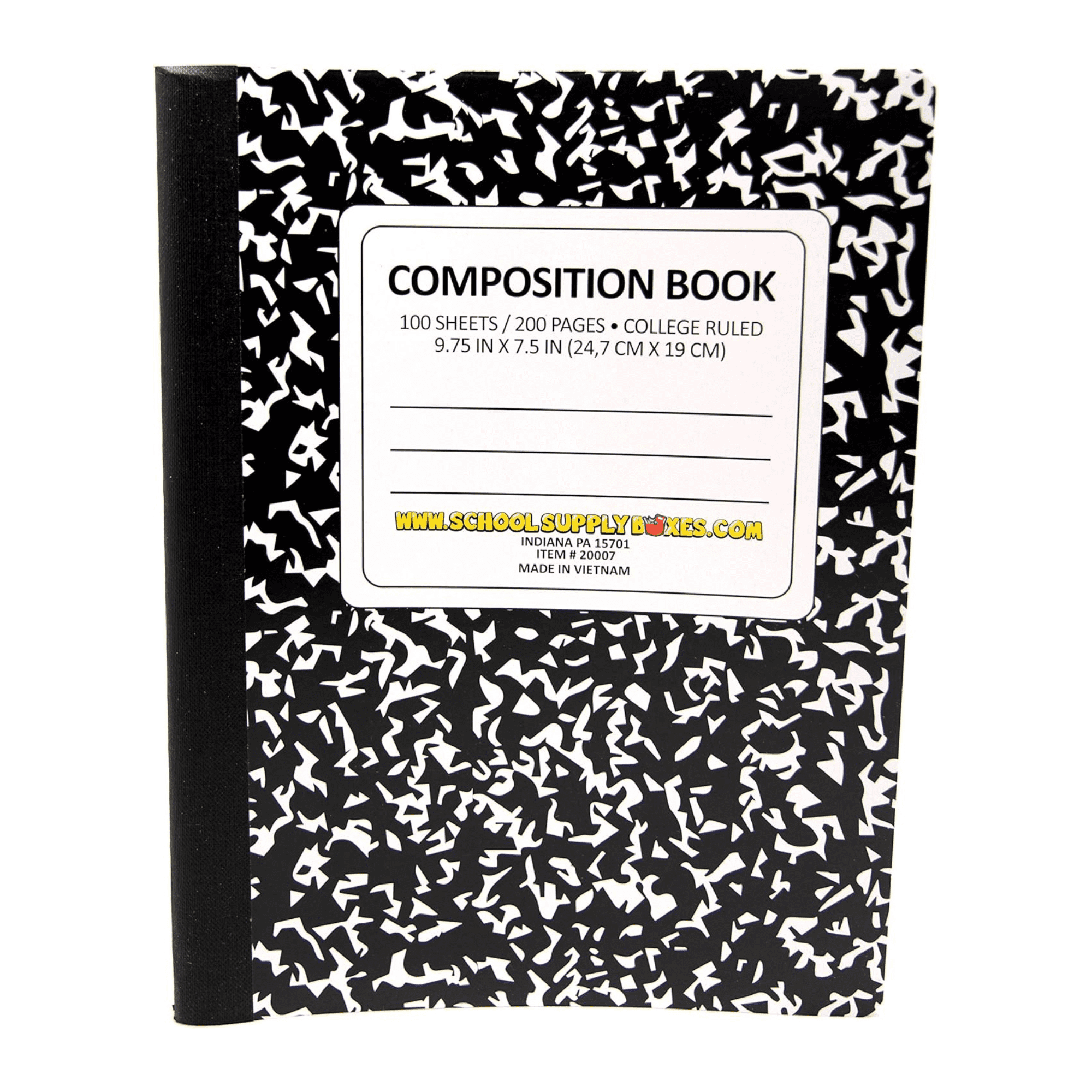School Supply Boxes | Black, College-Ruled Composition Notebooks | 12 Pack | 100 Sheets, 200 Pages Per Pack