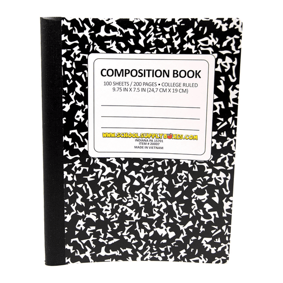 School Supply Boxes | Black, College-Ruled Composition Notebooks | 4 Pack | 100 Sheets, 200 Pages Per Pack