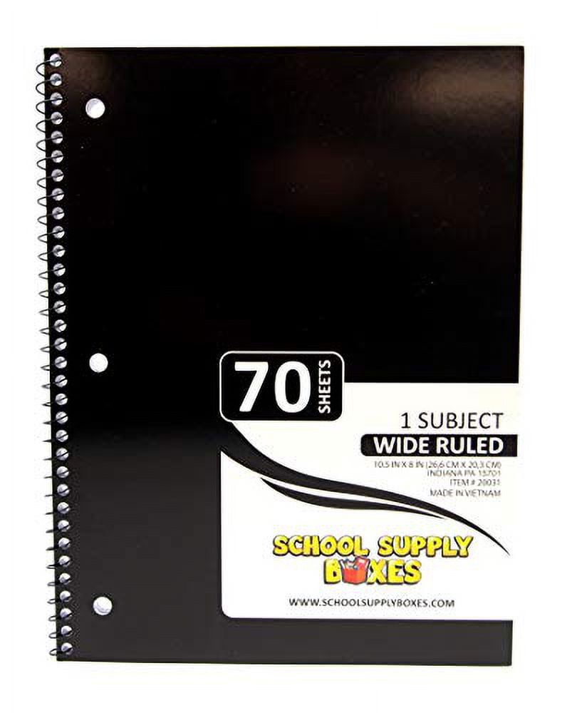 School Supply Boxes | (Black) Wide-Ruled 1 Subject Notebooks | 24 Pack ...