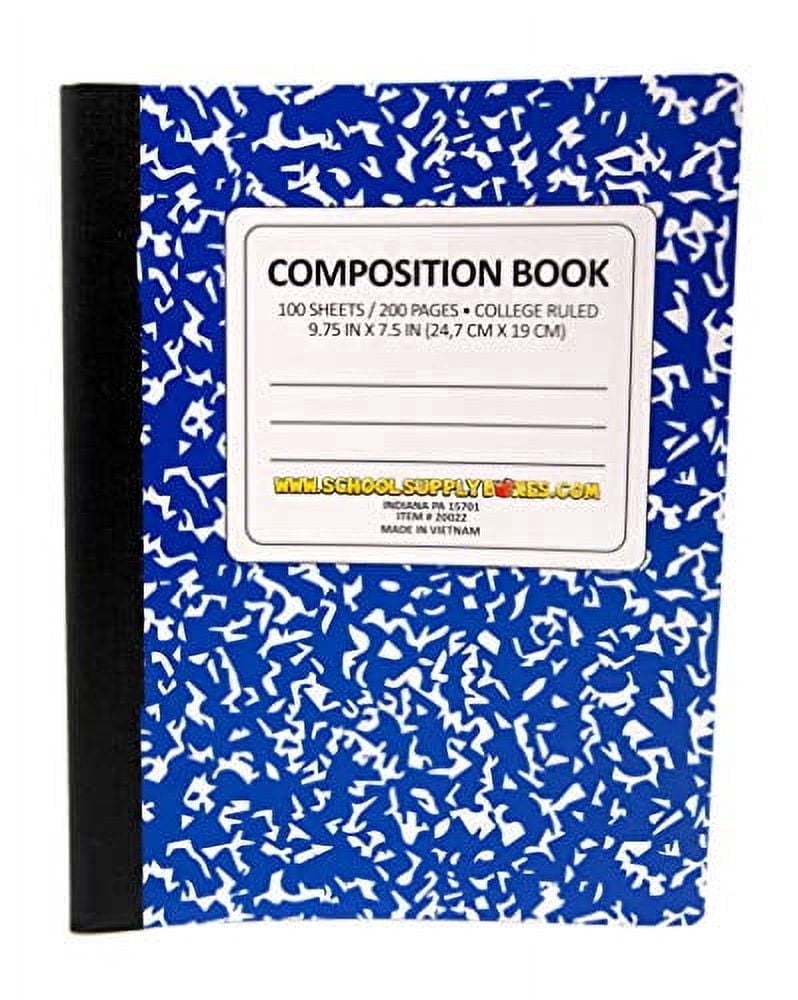School Supply Boxes | Blue, College-Ruled Composition Notebooks | 4 Pack | 100 Sheets, 200 Pages Per Pack