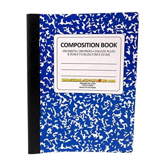 School Supply Boxes | Blue, College-Ruled Composition Notebooks | 4 Pack | 100 Sheets, 200 Pages Per Pack