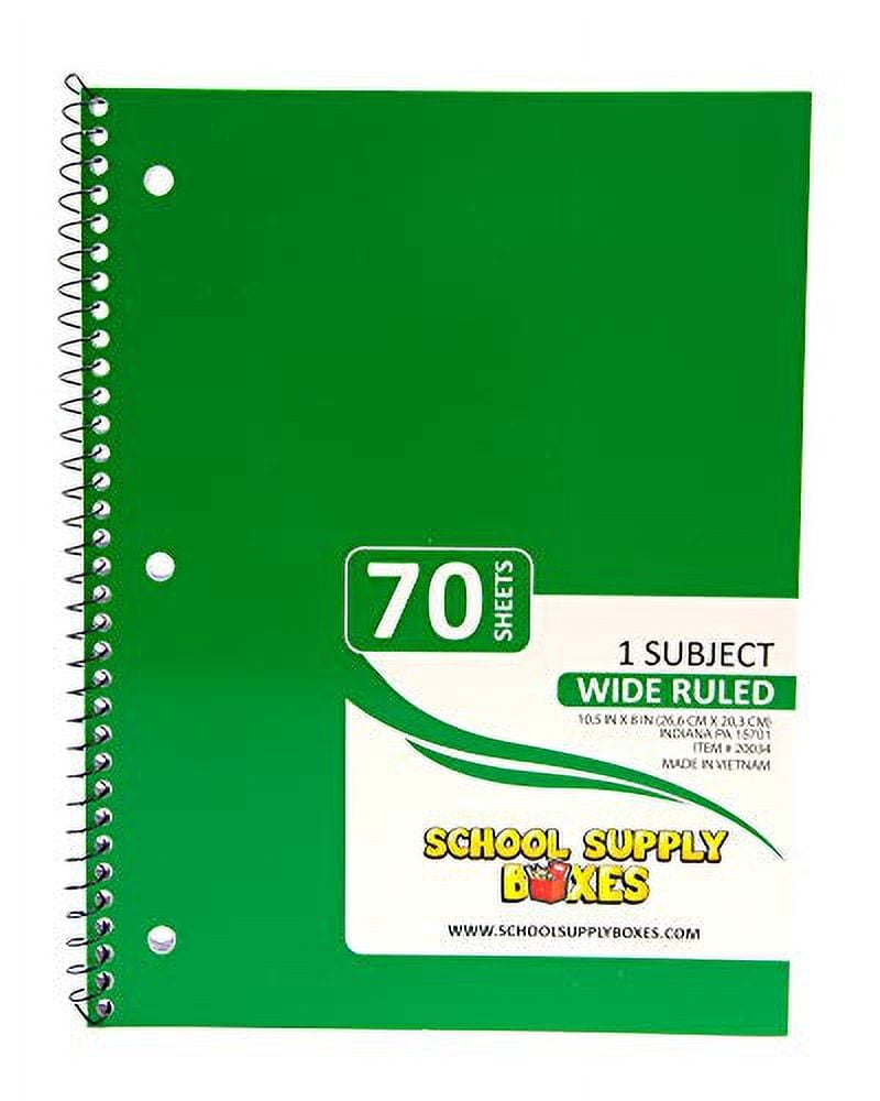 School Supply Boxes | (Green) Wide-Ruled 1 Subject Notebooks | 12 Pack ...