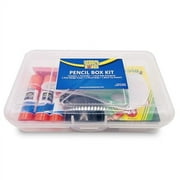 Back to School Pencil Box Kit for Grades K-5 16-Pieces per Kit   Clear Plastic Storage Box with Pencils, Crayons, Scissors, Glue Sticks, Erasers,