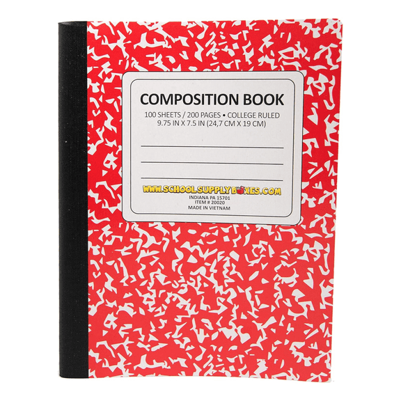 School Supply Boxes | Red, College-Ruled Composition Notebooks | 6 Pack | 100 Sheets, 200 Pages Per Pack