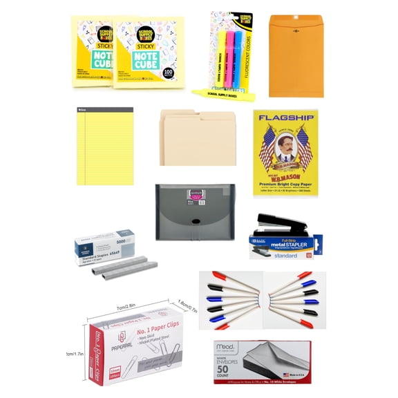 School Supply Boxes - Tax Time Complete Office Kit – Filing, Mailing & Organization Supplies for Home Office & Small Business Tax Prep