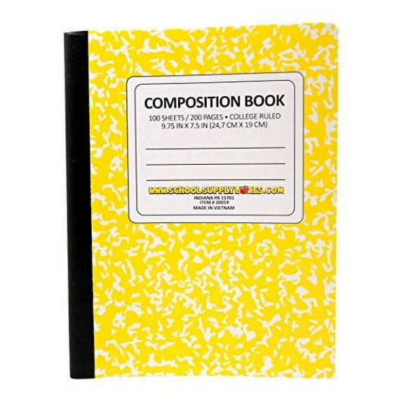 School Supply Boxes | Yellow, College-Ruled Composition Notebooks | 24 Pack | 100 Sheets, 200 Pages Per Pack