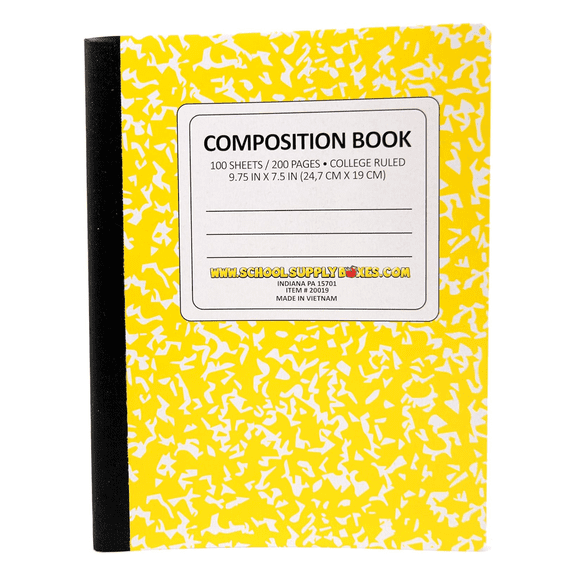 School Supply Boxes | Yellow, College-Ruled Composition Notebooks | 24 Pack | 100 Sheets, 200 Pages Per Pack