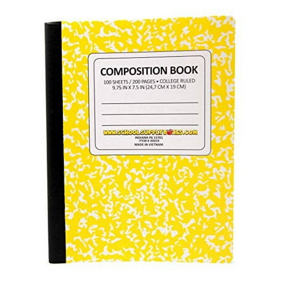 School Supply Boxes | Yellow, College-Ruled Composition Notebooks | 4 Pack | 100 Sheets, 200 Pages Per Pack