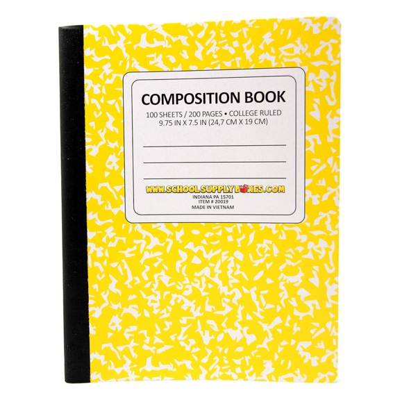 School Supply Boxes | Yellow, College-Ruled Composition Notebooks | 4 Pack | 100 Sheets, 200 Pages Per Pack