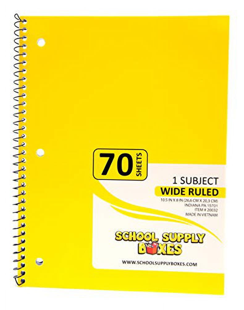 School Supply Boxes | (Yellow) Wide-Ruled 1 Subject Notebooks | 24 Pack ...