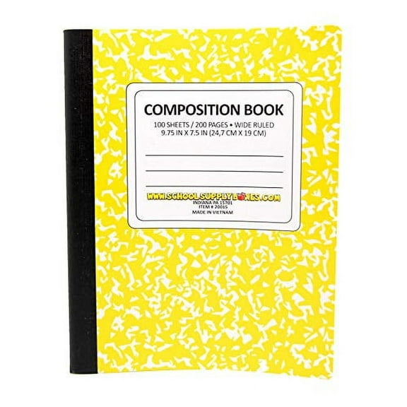 School Supply Boxes | Yellow, Wide-Ruled Composition Notebooks | 48 Pack | 100 Sheets, 200 Pages Per Pack