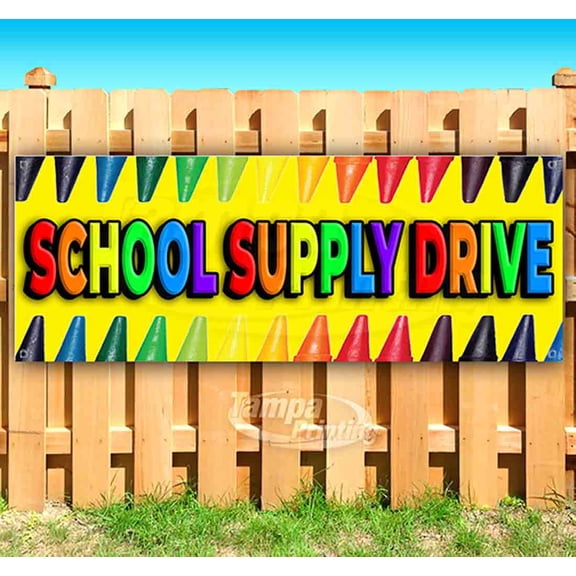 School Supply Drive 13 oz Vinyl Banner With Metal Grommets